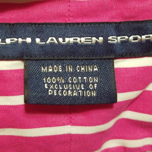 Vintage Ralph Lauren Sport Red White Stripe Polo Pony Button Down size14 - Picture 2 of 11
